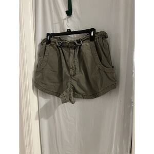 Pilcro Green Paper Bag Waist Shorts Sz L Anthropologie Wrap Around Pockets
